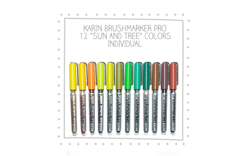 Karin Brushmarkers Pro Markers and Sets - Set of 12, Sun and Tree Colors